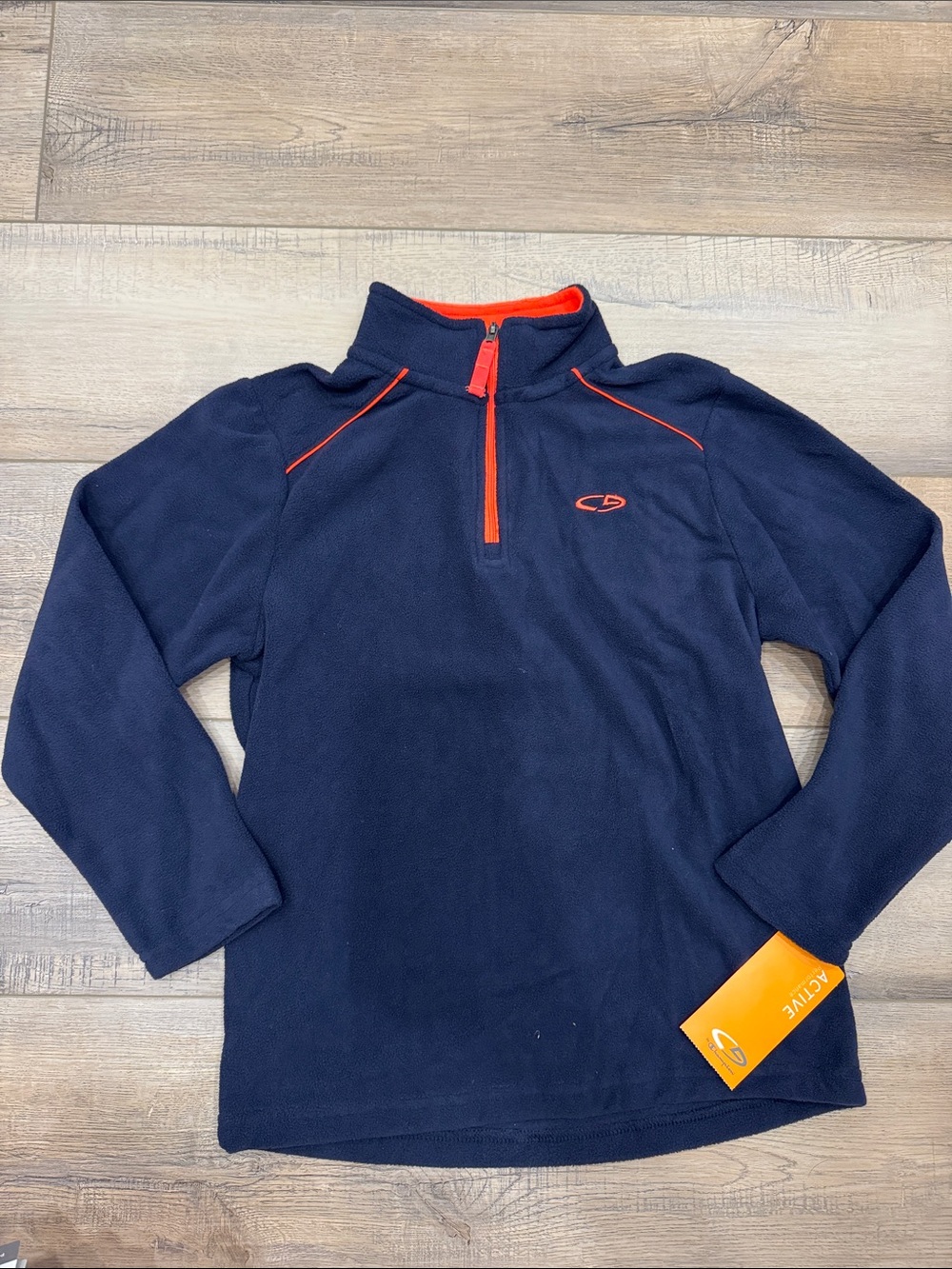 Champion Navy Blue and Orange Kids Fleece Pullover
